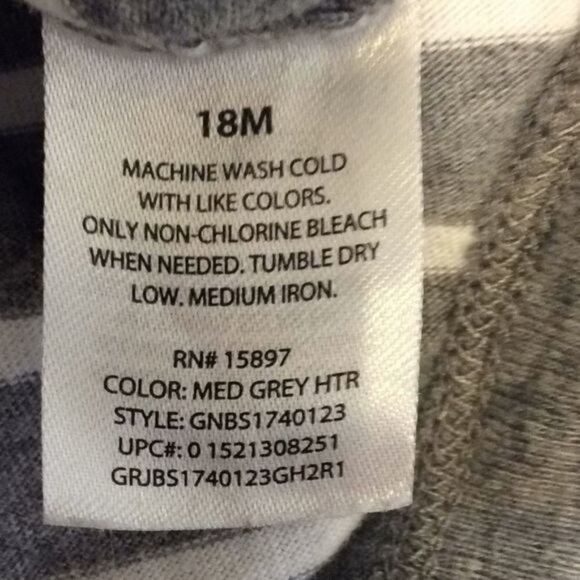 GARANIMALS Gray Striped Onesie 18 Months - Picture 4 of 4